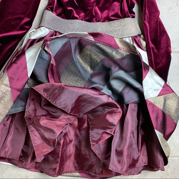 Bonnie Jean Burgundy Long Sleeve Girl Dress 8 - Picture 6 of 8
